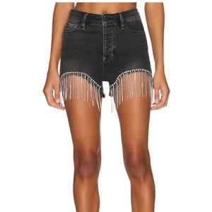 Good Americal Bombshell Rhinestone Fringe Short Black Size 27/4 NWT Sold out